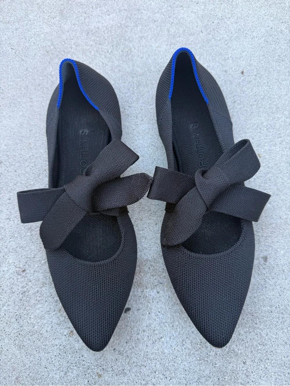 Rothy’s The Point Mary Jane Black Flats with Bow Classic Women’s Size 8